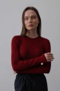 Uzun Kol Crop Top - Bordo resmi